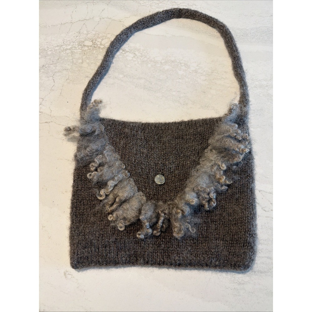 Handmade Woven Shoulder Bag Boho Hippie Retro Knit, Natural Fiber Art Purse Tote
